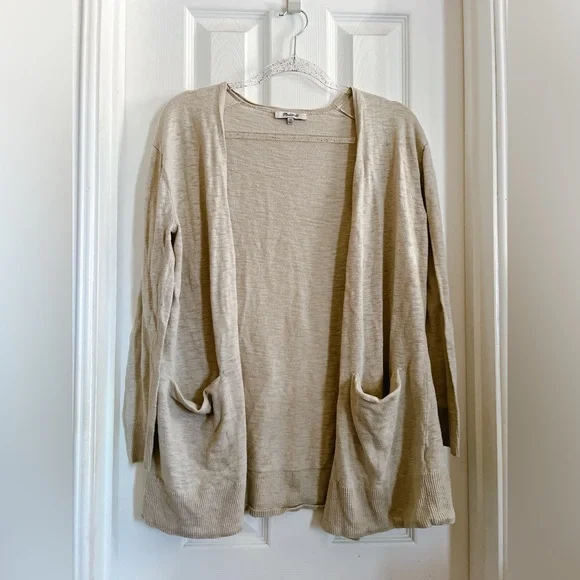 Madewell XS Summer Ryder cardigan slouchy sweater long sleeve cream beige cotton - Picture 2 of 10